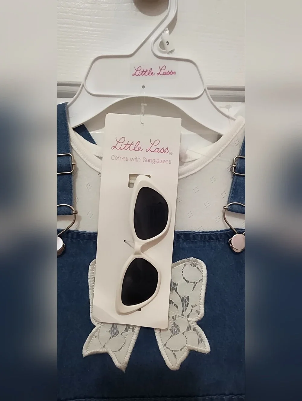 Girls Little Lass Jean Dress Set with Sunglasses NWT Size 5